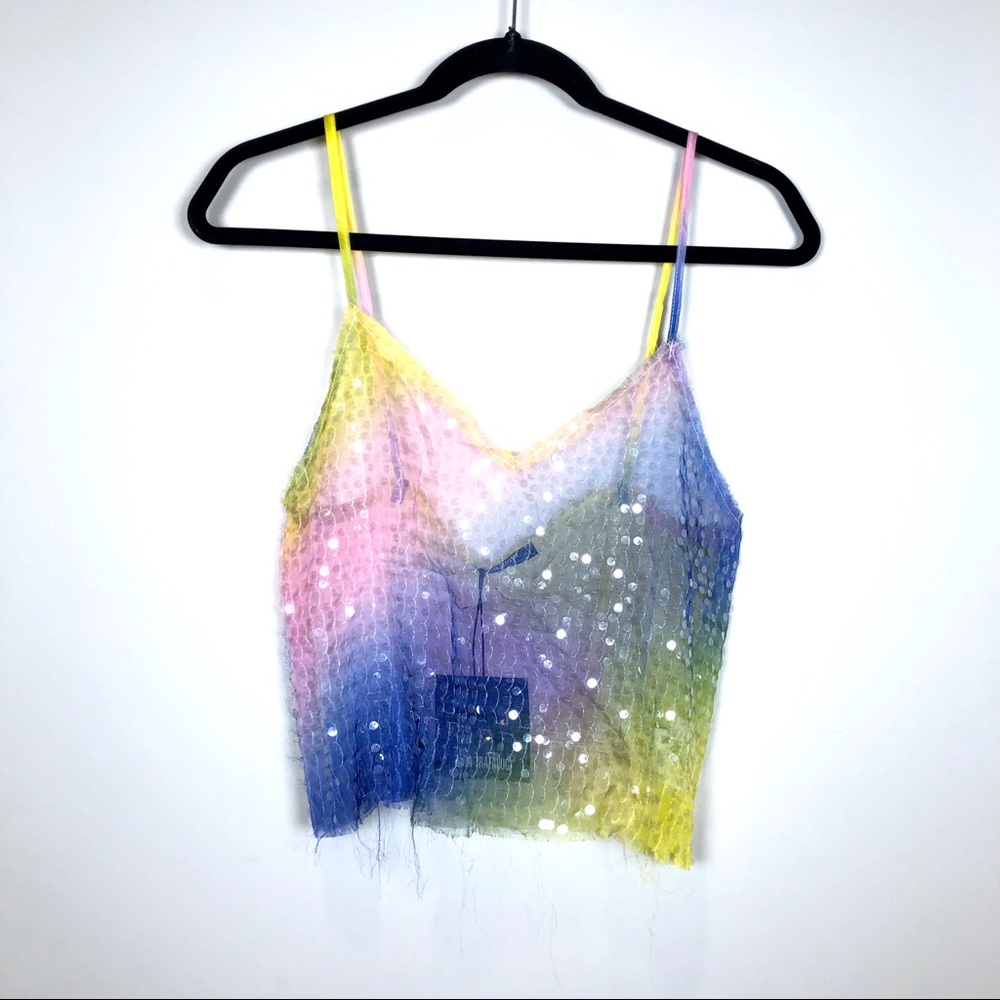 Zara Sequin Rainbow Crop Top